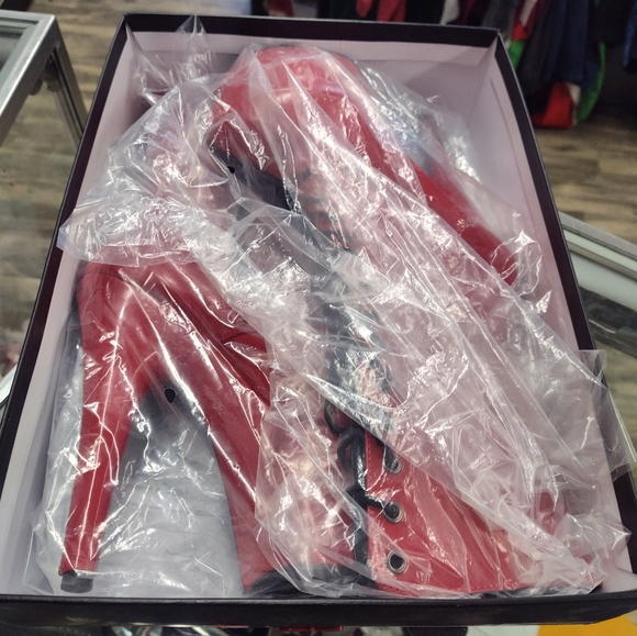 Pleaser 8" Heel 4" Pf Two Tone Lace-Up Ankle Boots Women Shoes Size 9 NEW - Picture 6 of 7